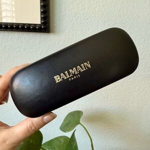 Balmain Eyeglasses / Sunglasses Hard Case Clamshell Black Eyewear Case Gold Logo